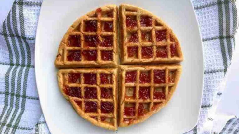 Peanut Butter Chaffle with Strawberry Jelly