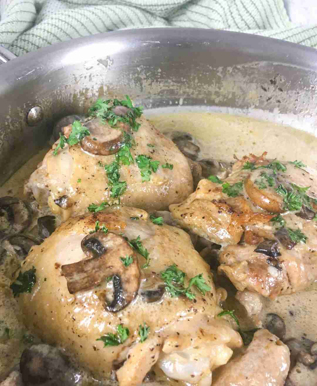 Keto Creamy Chicken Thighs with Mushroom Sauce - On and Off Keto