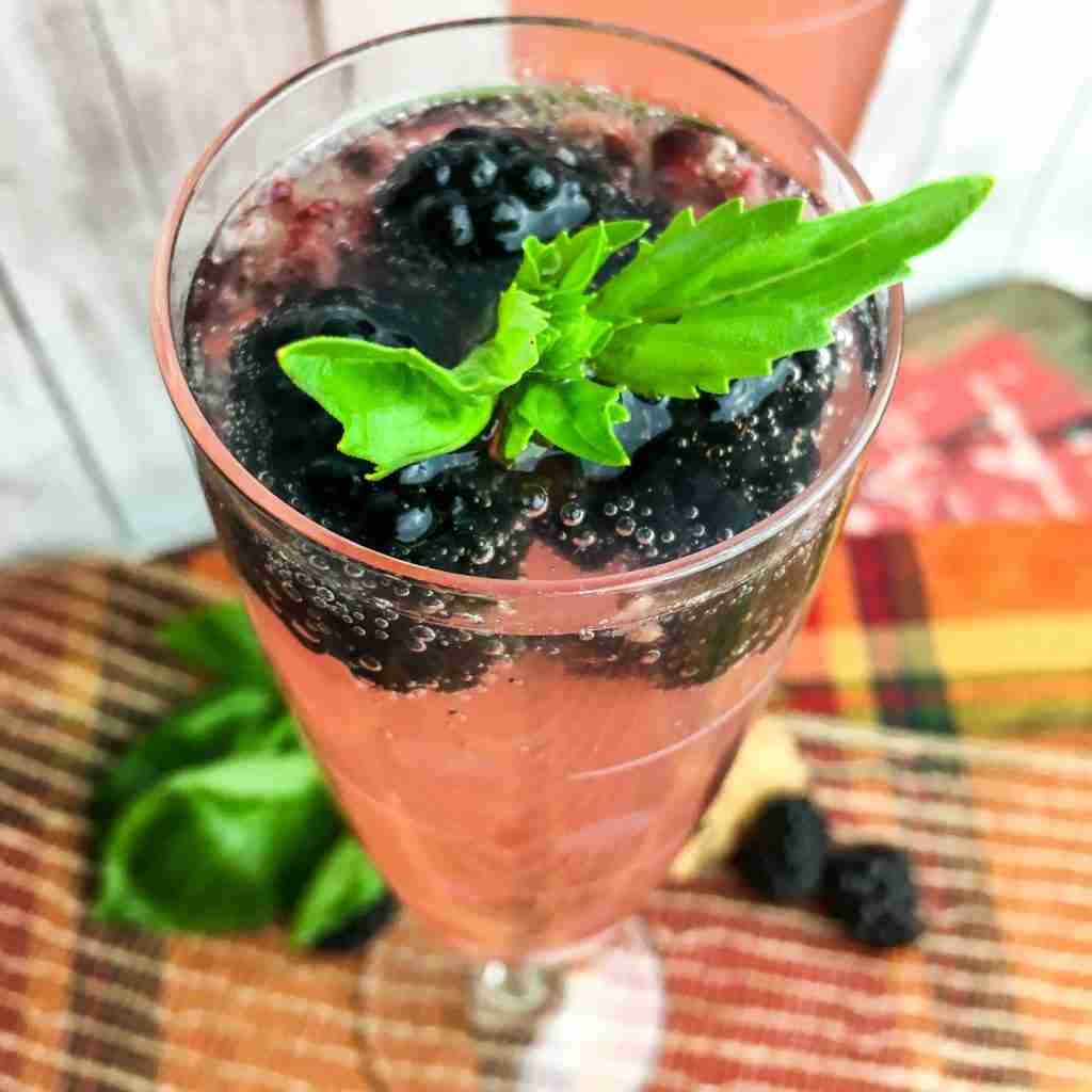 Sparkling Blackberry Basil Cocktail On and Off Keto