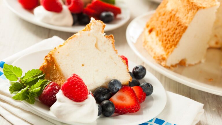 Broiled Angel Food Cake with Maple Whipped Cream